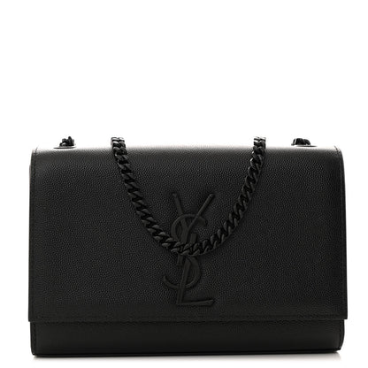 Saint Laurent Grain De Poudre Small Monogram Monochrome Kate Satchel Black 1 of 10