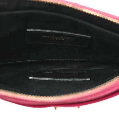 Saint Laurent Grain De Poudre Chevron Monogram Bill Pouch Bright Pink 6 of 13
