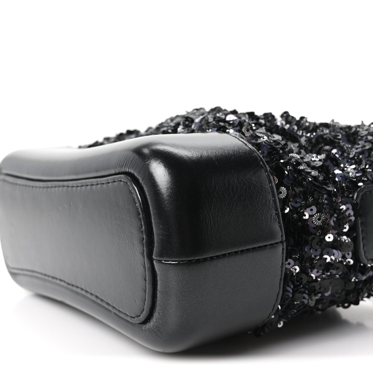 Sequin Calfskin Small Gabrielle Hobo Black Silver