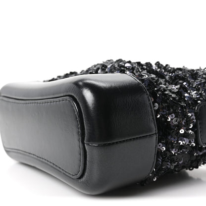 Chanel Sequin Calfskin Small Gabrielle Hobo Black Silver 10 of 10