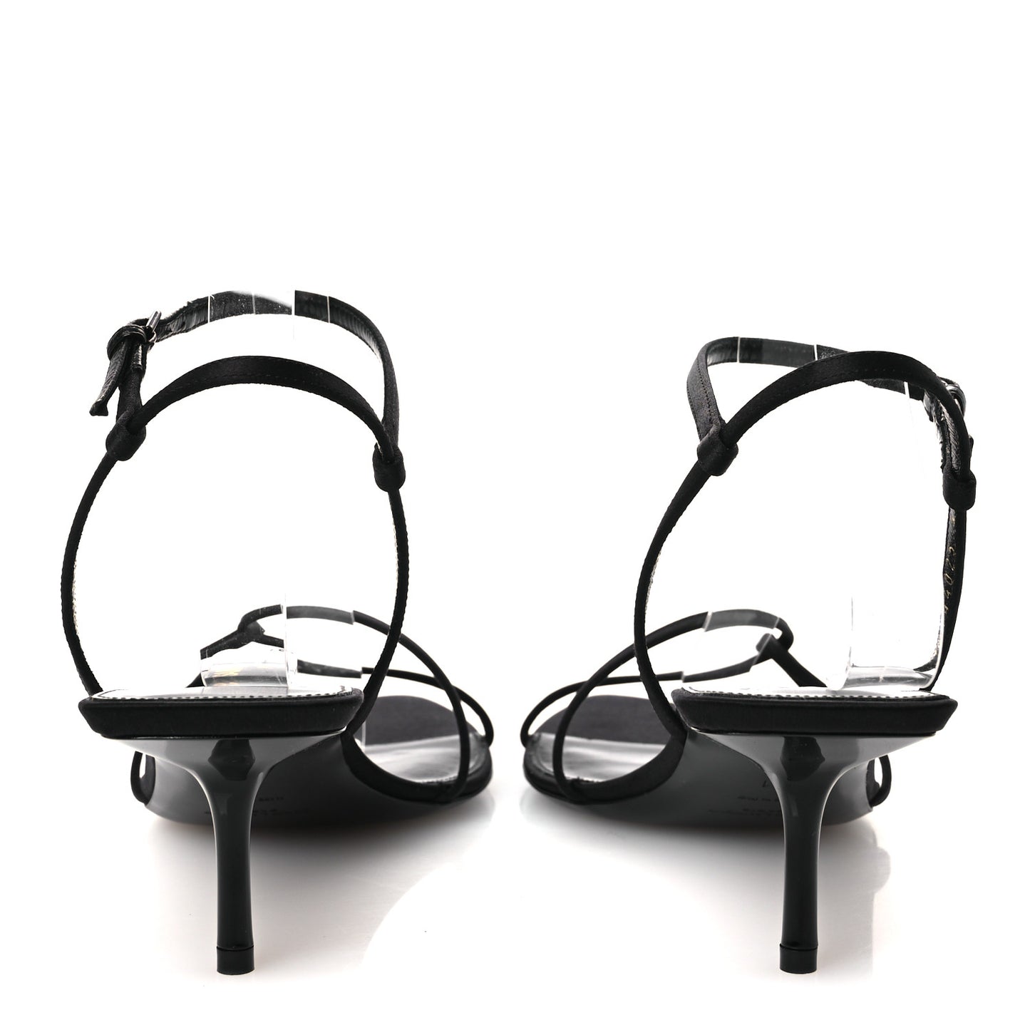 Crepe Satin Clara 55 Ankle Strap Sandals 41 Black