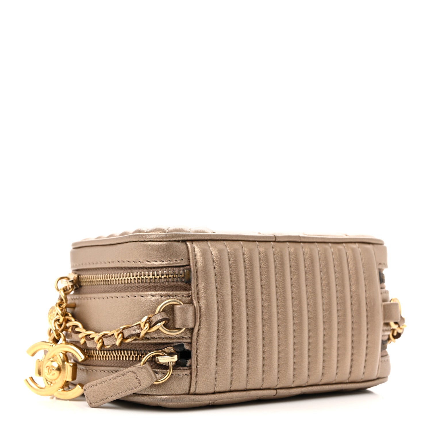 Chanel Metallic Lambskin Mini Coco Boy Camera Case Dark Gold 4 of 15