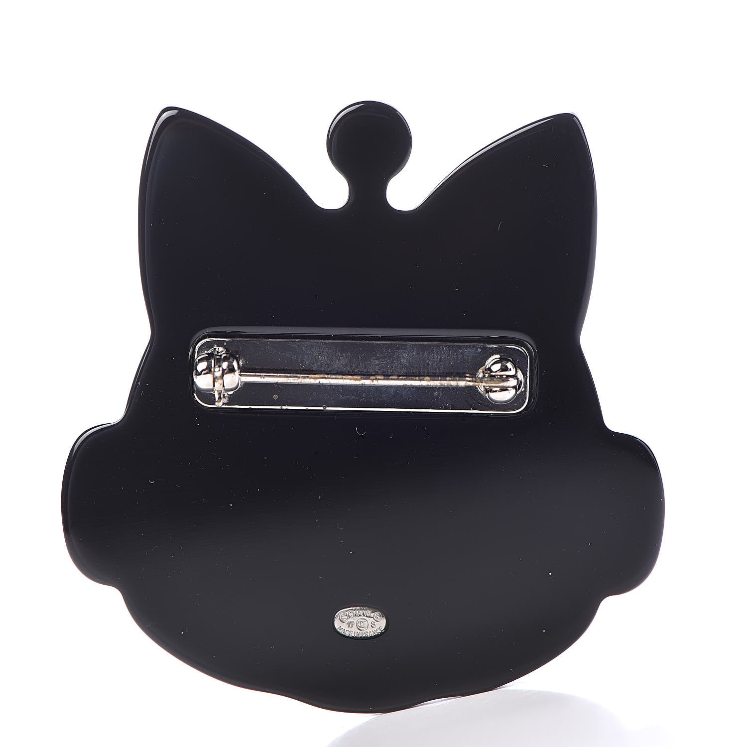 Chanel Resin Crystal Cat Emoji Brooch Black Pink Yellow 3 of 4