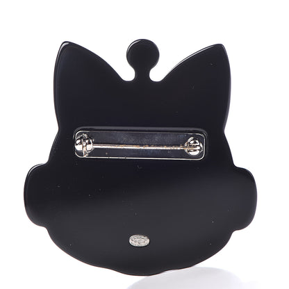 Chanel Resin Crystal Cat Emoji Brooch Black Pink Yellow 3 of 4