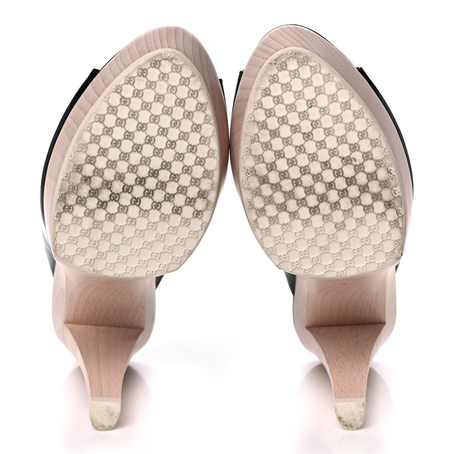 Gucci Patent Wood Platform High Heel Slides 9 Black 5 of 9