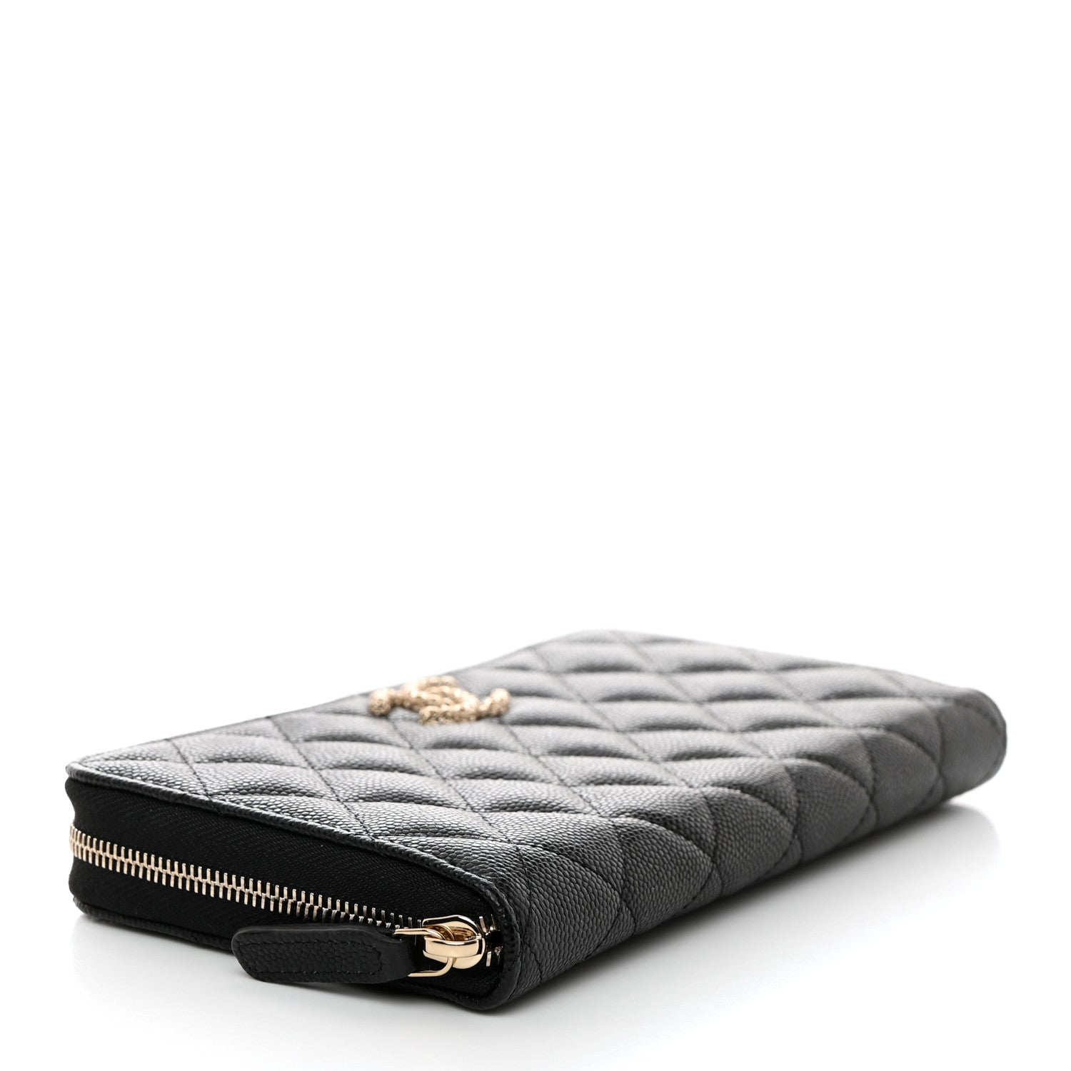 Chanel Caviar Quilted Perforated CC Long Zipped Wallet Black 5 of 9