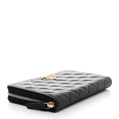 Chanel Caviar Quilted Perforated CC Long Zipped Wallet Black 5 of 9
