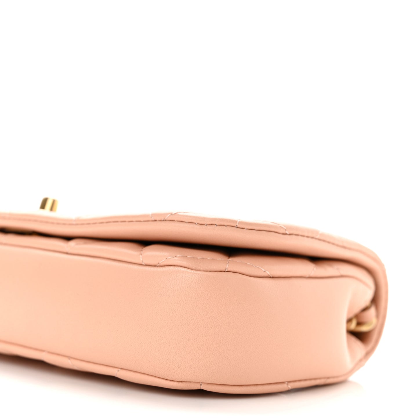 Calfskin Quilted Coco Mail Clutch With Chain Light Pink