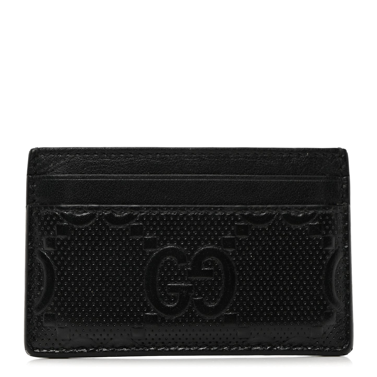 Calfskin GG Tennis Embossed Card Holder Black