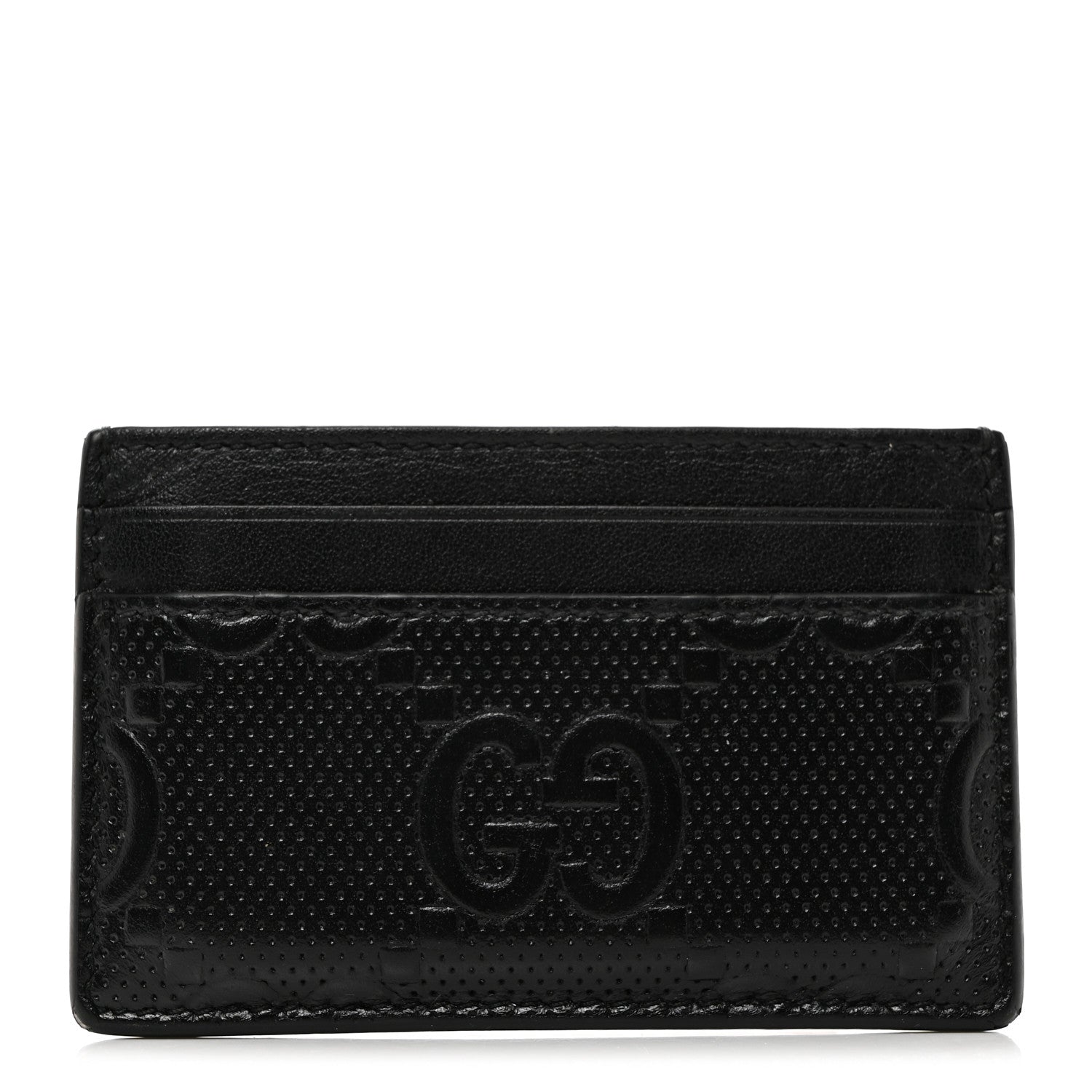 Gucci Calfskin GG Tennis Embossed Card Holder Black 1 of 7