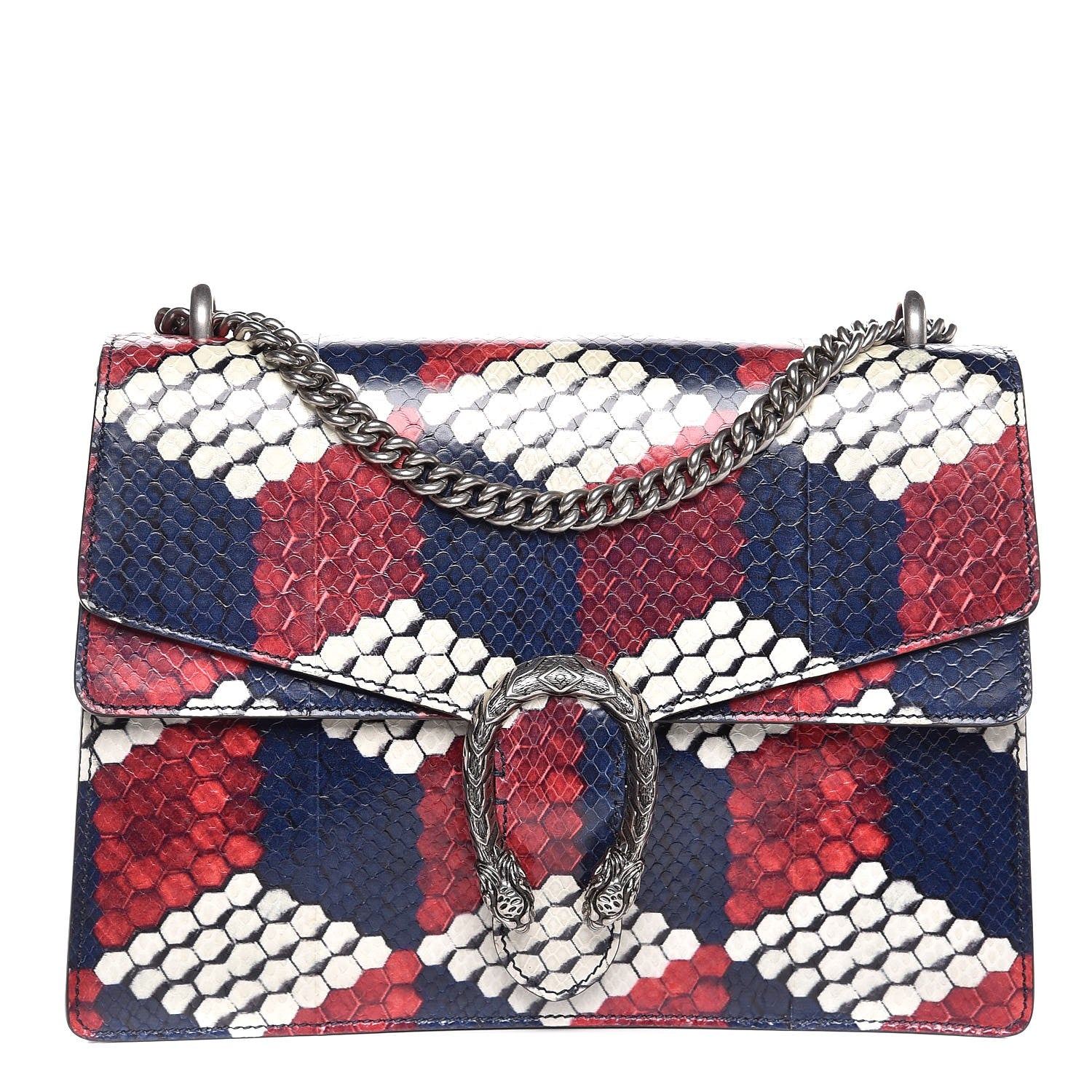 Gucci Python Cubic Medium Dionysus Shoulder Bag Red White Blue 1 of 7