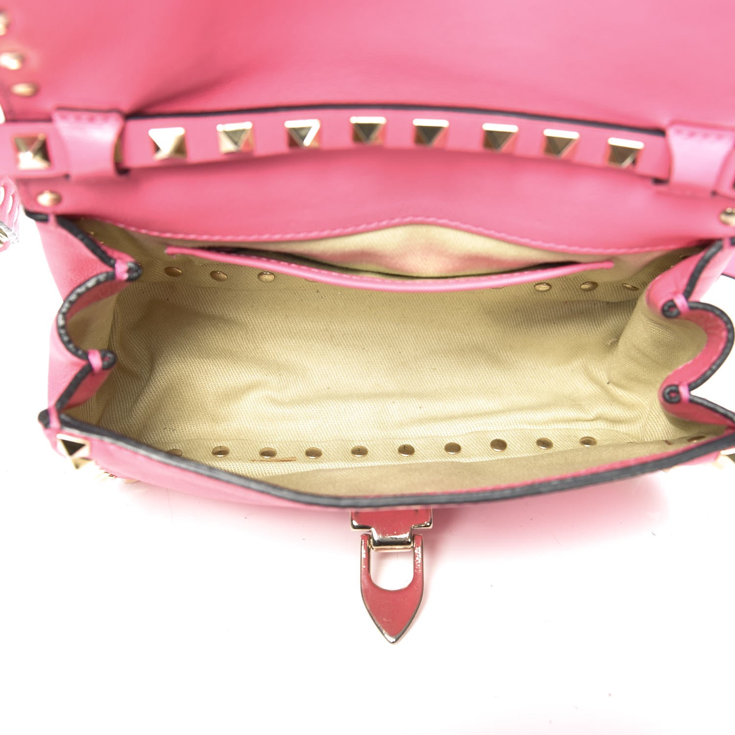 Valentino Garavani Vitello Mini Rockstud Flap Saddle Crossbody Bag Fuxia Fluo 5 of 9