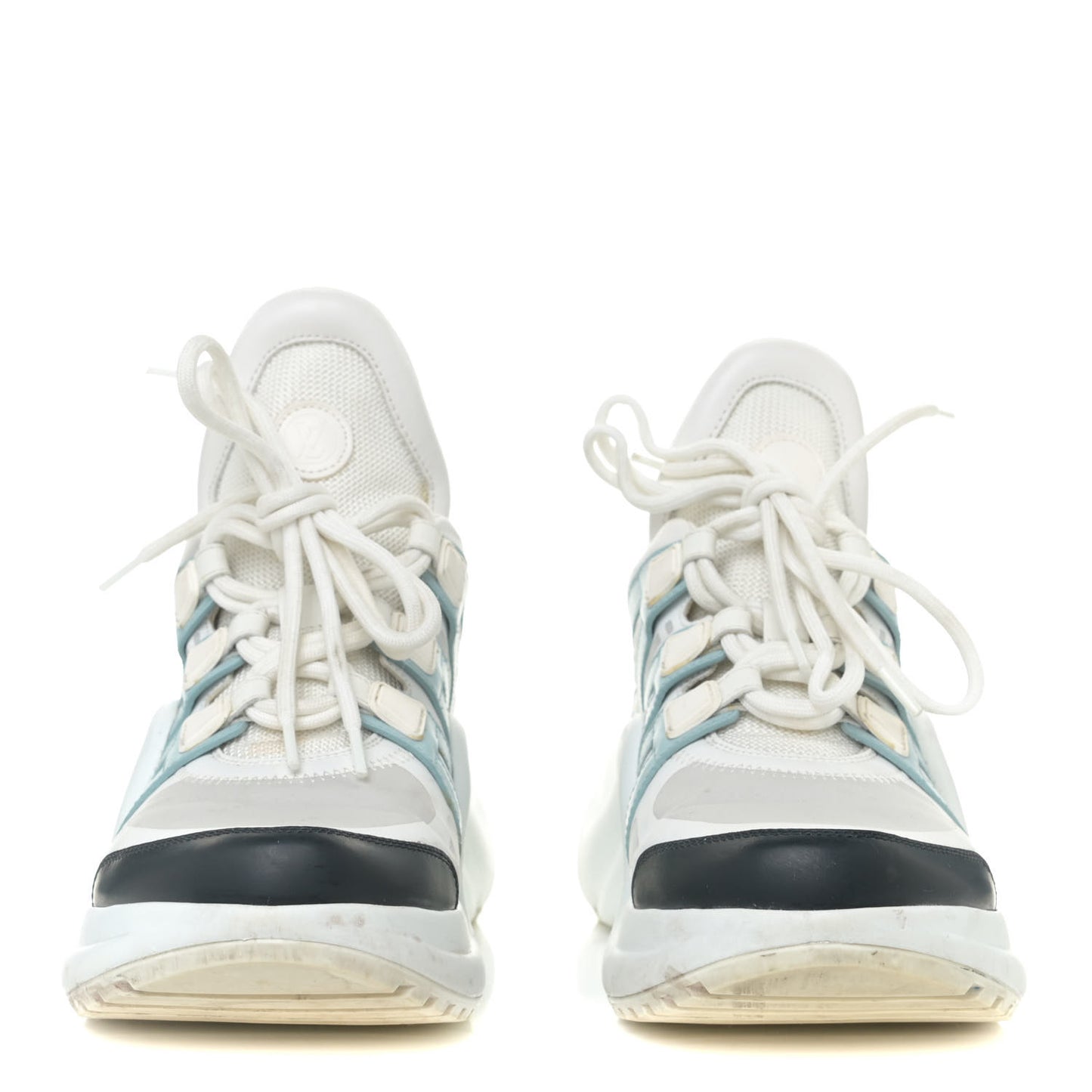 Calfskin Technical Nylon LV Archlight Sneakers 38.5 White Blue Gris