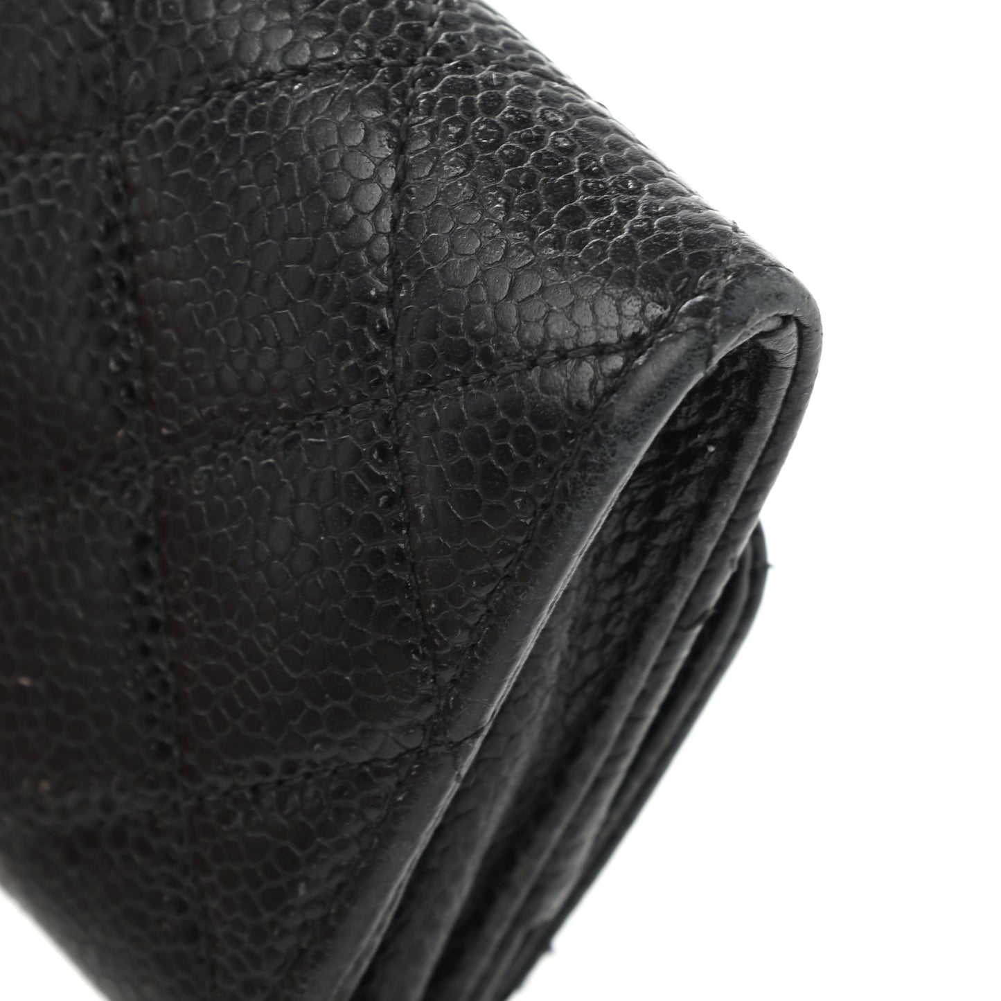 Caviar Quilted Flap Card Holder Black
