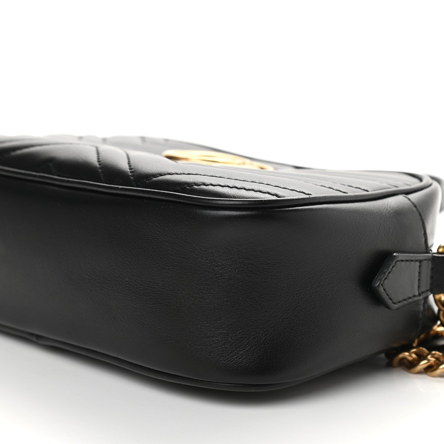 Calfskin Matelasse Small GG Marmont Chain Shoulder Bag Black
