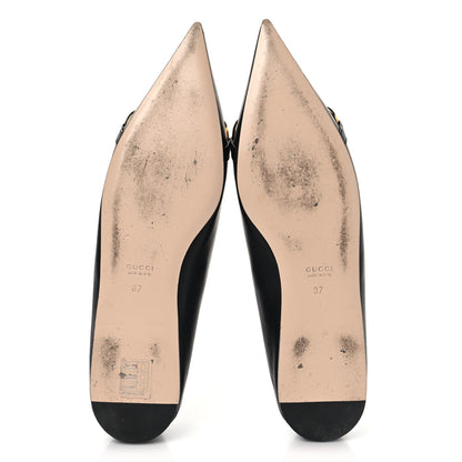 Gucci Nappa Lumiere Deva Horsebit Chain Embellished Flats 37 Black 6 of 10