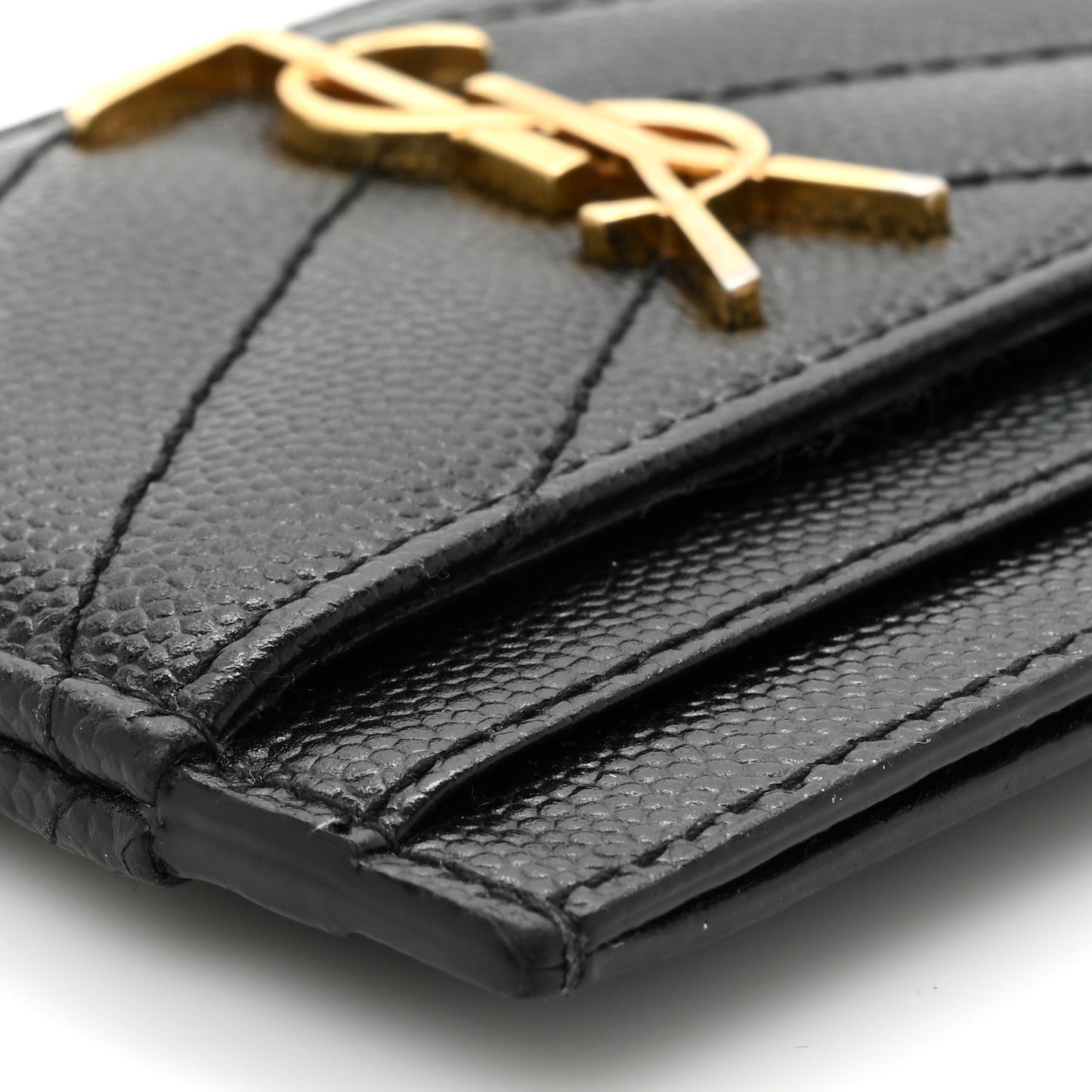 Grain De Poudre Matelasse Chevron Monogram Credit Card Case Black