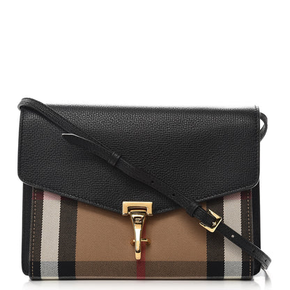 Burberry Derby Calfskin House Check Small Macken Crossbody Bag Black 1 of 7