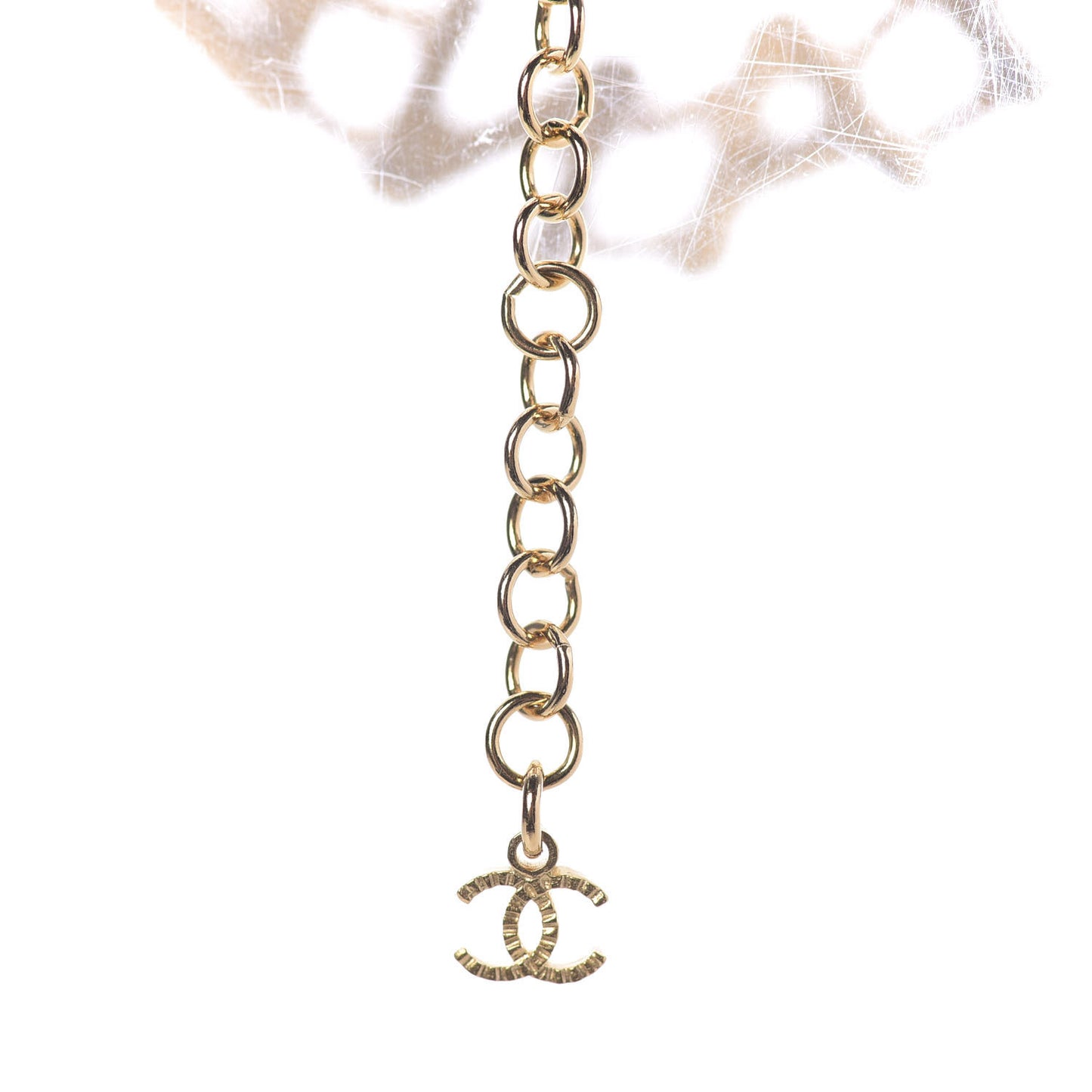 Metal Crystal Logo Necklace Gold