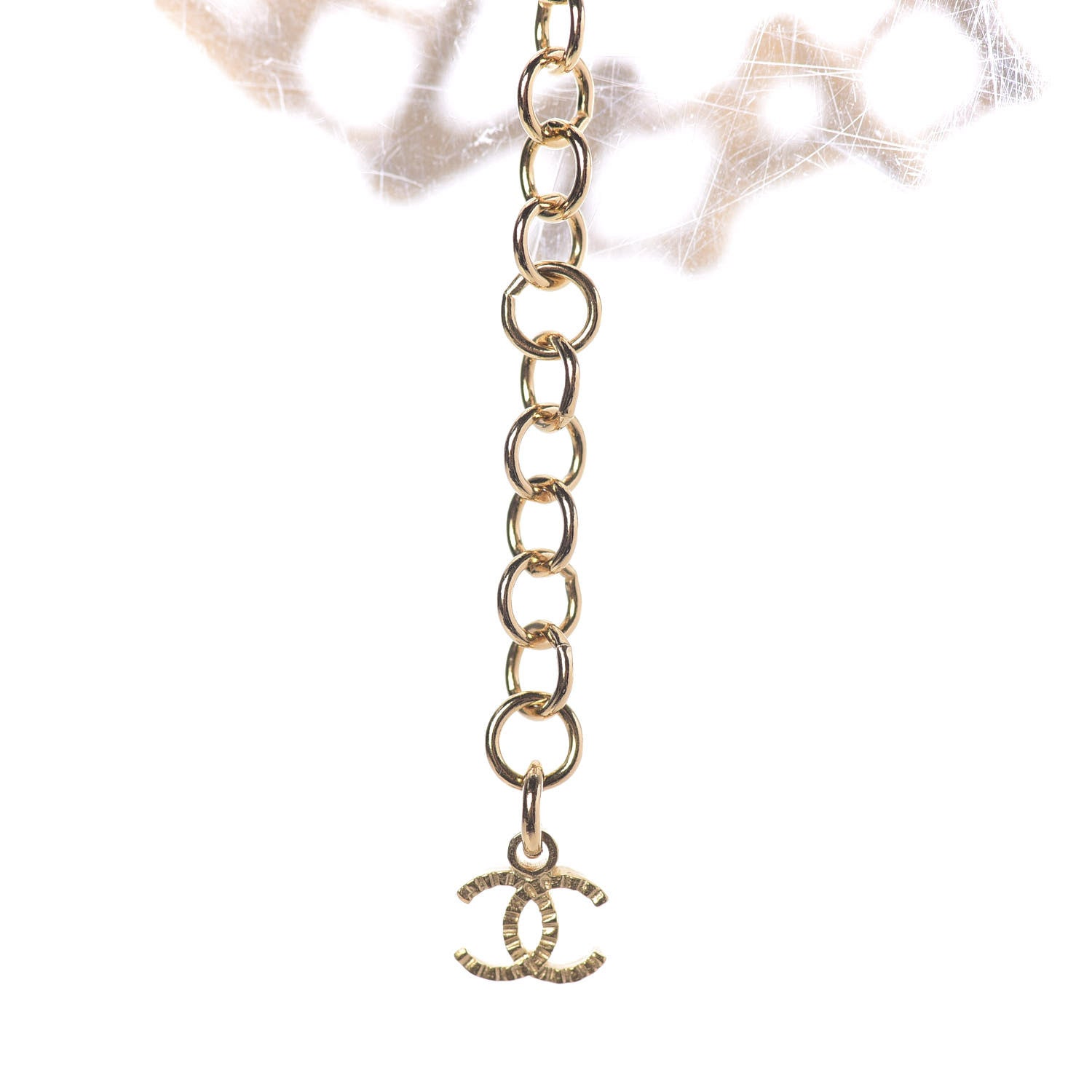 Chanel Metal Crystal Logo Necklace Gold 5 of 7