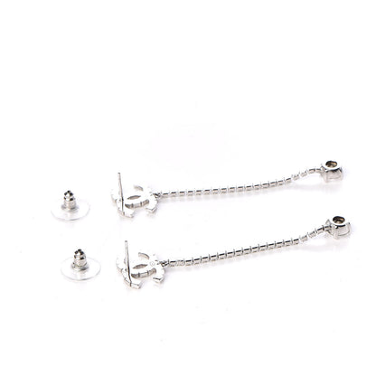 Chanel Crystal CC Drop Earrings Silver 3 of 4
