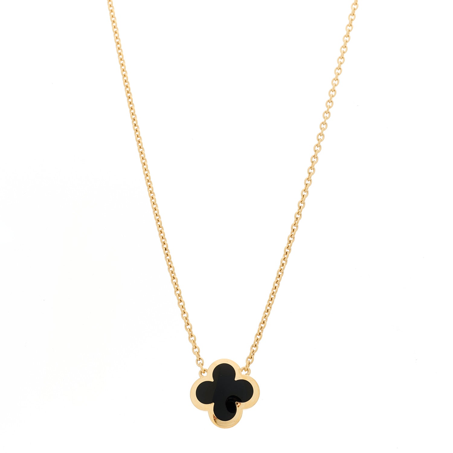 Van Cleef & Arpels 18K Yellow Gold Black Onyx Pure Alhambra Pendant Necklace 1 of 6
