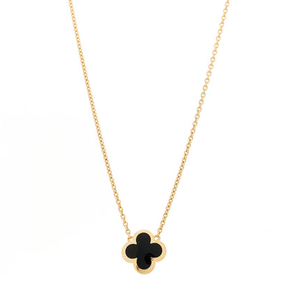 Van Cleef & Arpels 18K Yellow Gold Black Onyx Pure Alhambra Pendant Necklace 1 of 6