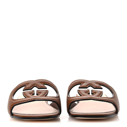 Gucci Cosmos Softy Calfskin Interlocking G Cut Out Slide Sandals 37.5 Cuir 3 of 11