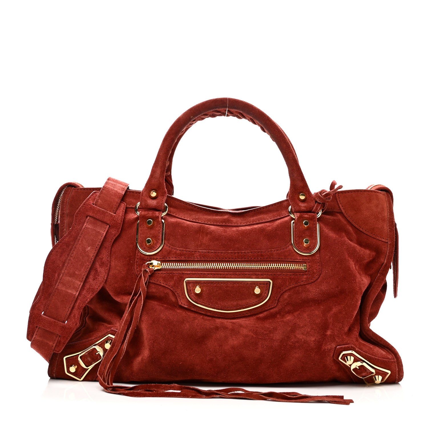 Balenciaga Baby Daim Suede Gold Metallic Edge Hardware City Bois De Rose Fonce 1 of 11