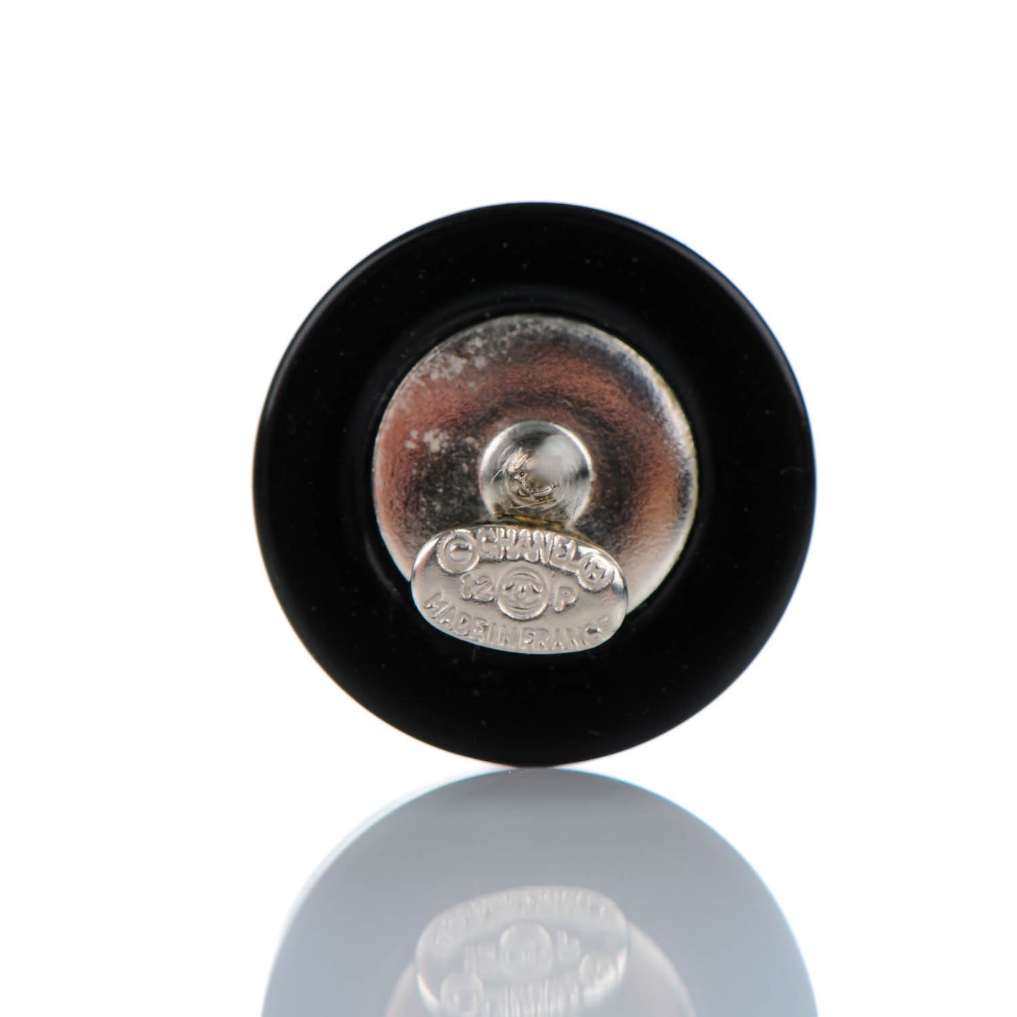 Resin Abalone CC Stud Earrings Black