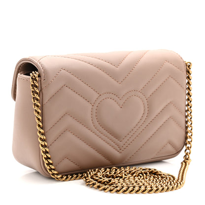 Gucci Calfskin Matelasse Super Mini GG Marmont Shoulder Bag Porcelain Rose 3 of 11
