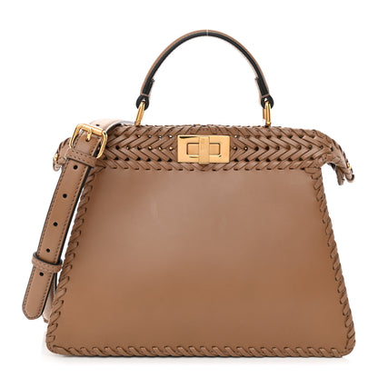Fendi Vitello King Ceylon Shiny Nappa Woven Small Peekaboo I SEE U Satchel Sand 1 of 11
