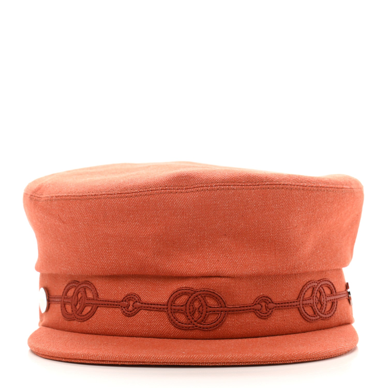 Hermes Double Linen Twill Casquette Cabourg Cliquetis Cap 56 Orange Meranti 3 of 9