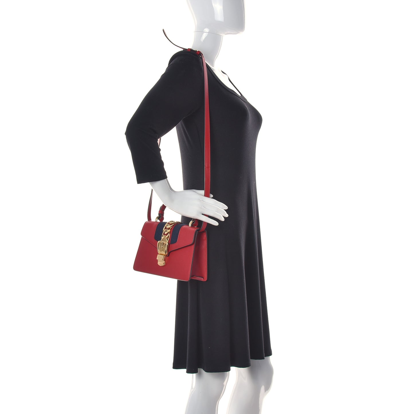 Calfskin Mini Sylvie Top Handle Bag Hibiscus Red