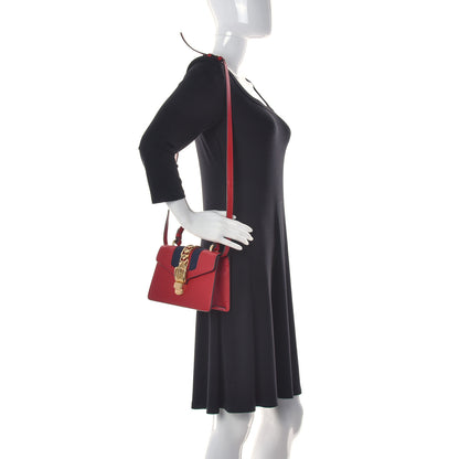 Gucci Calfskin Mini Sylvie Top Handle Bag Hibiscus Red 3 of 10