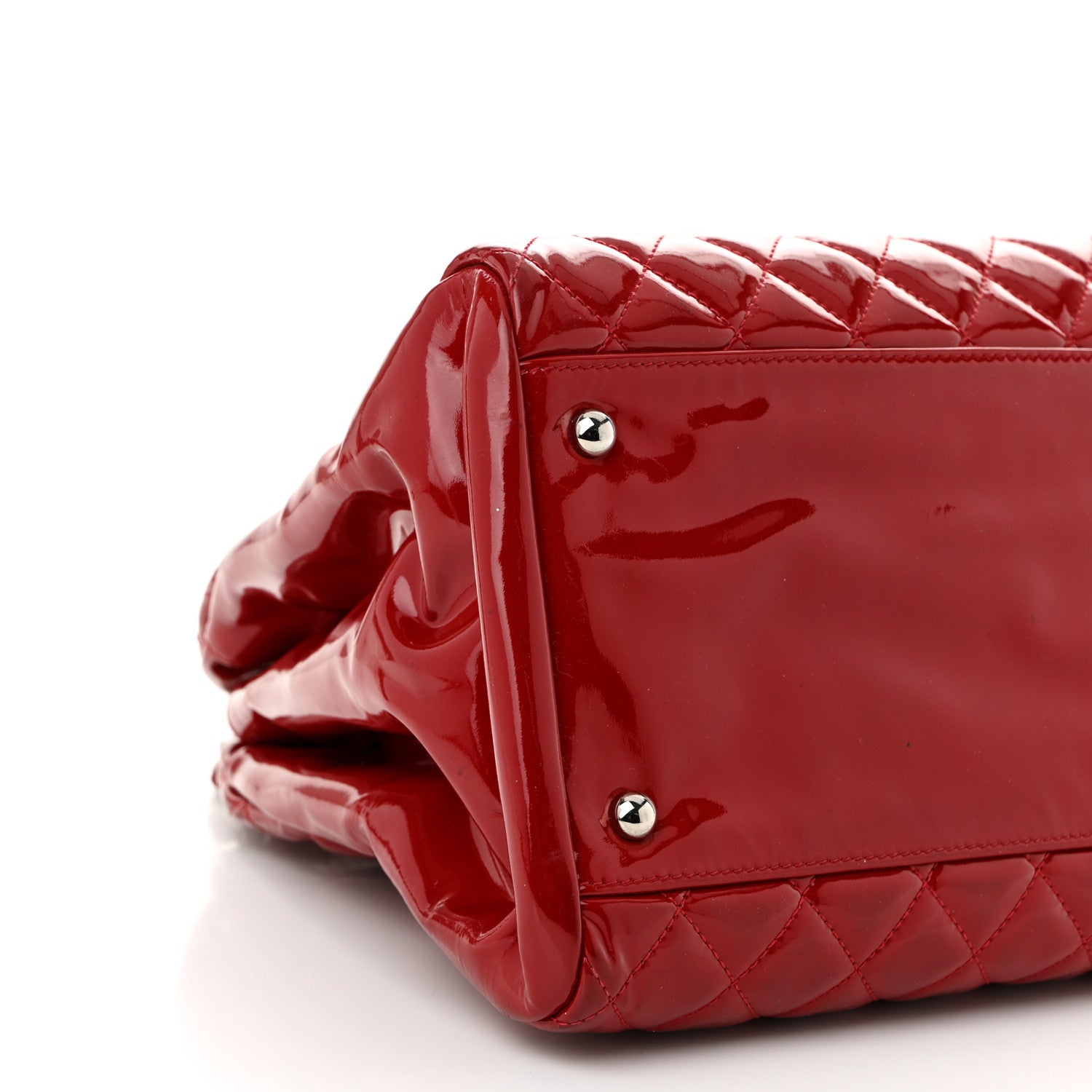 Chanel Patent Quilted Large Just Mademoiselle Bowling Bag Red 10 of 11