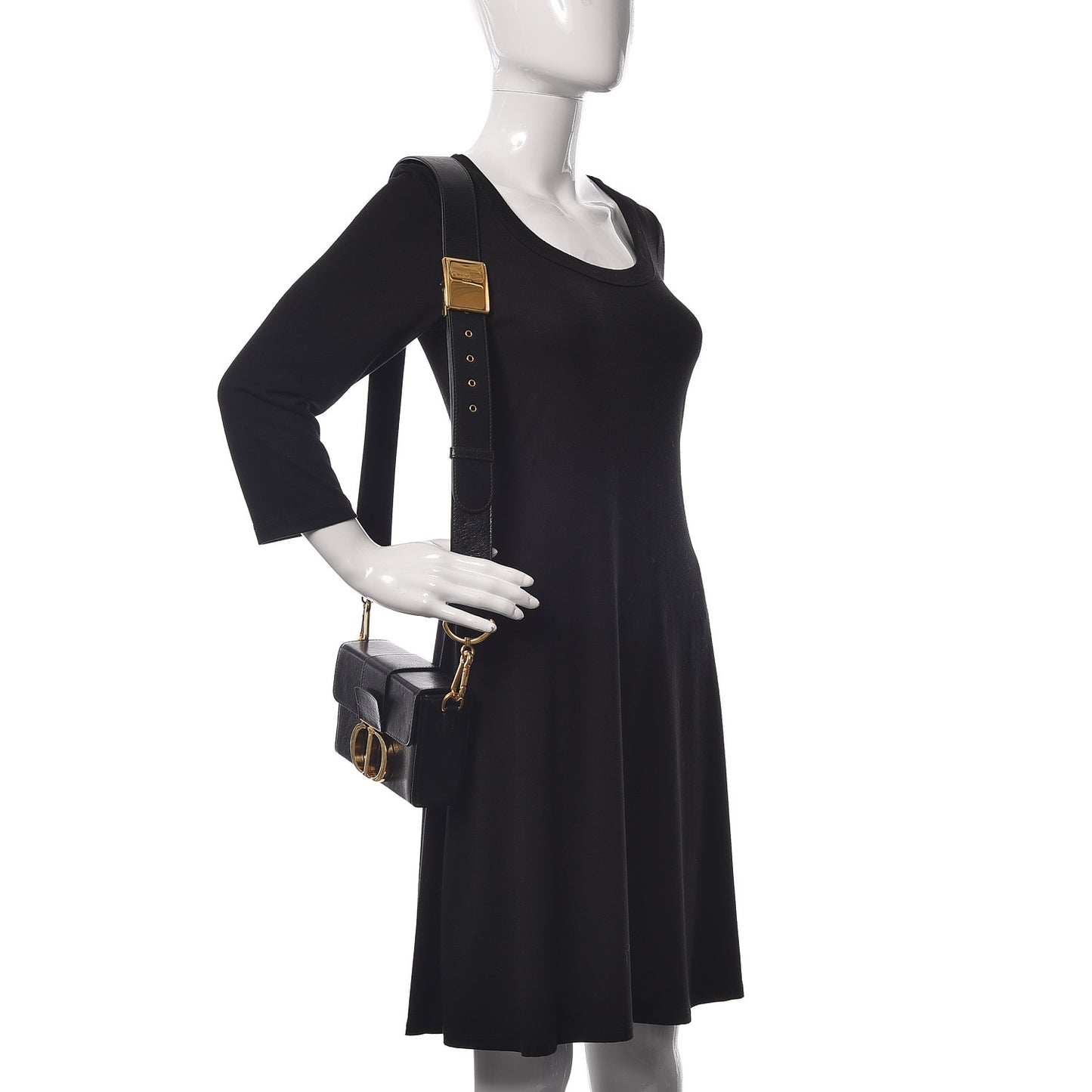 Crackled Lambskin 30 Montaigne Box Bag Black