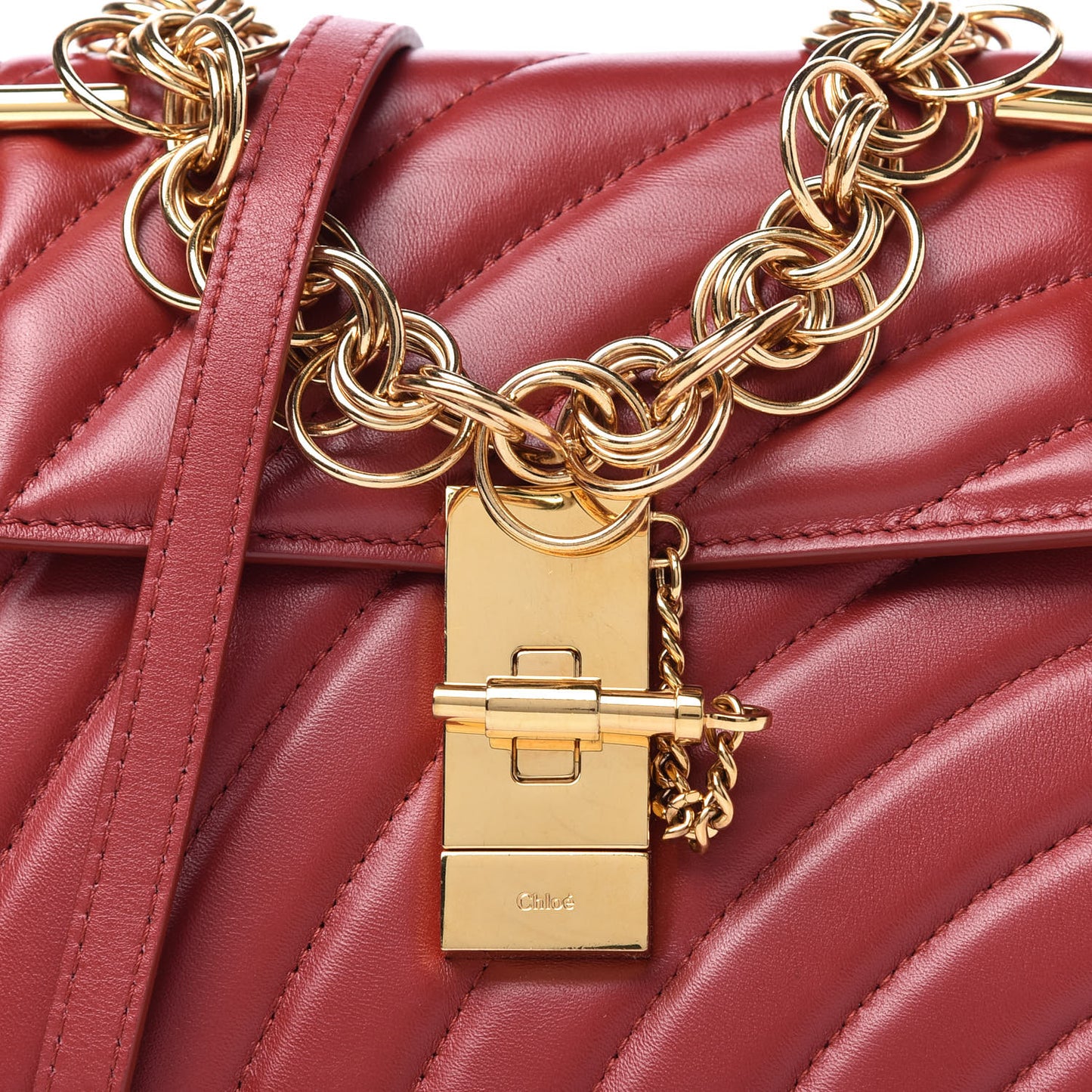 Calfskin Quilted Mini Drew Bijou Shoulder Bag Dahlia Red