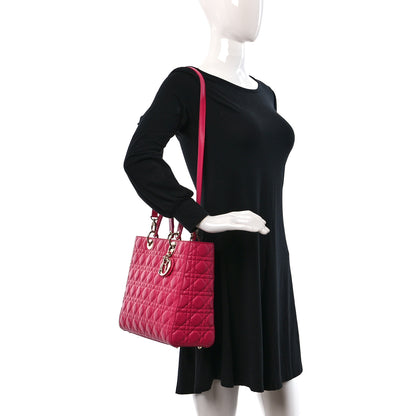 Christian Dior Lambskin Cannage Large Lady Dior Pink 2 of 15