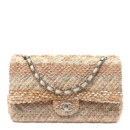 Chanel Tweed Quilted Medium Double Flap Beige Ecru Pink 1 of 7