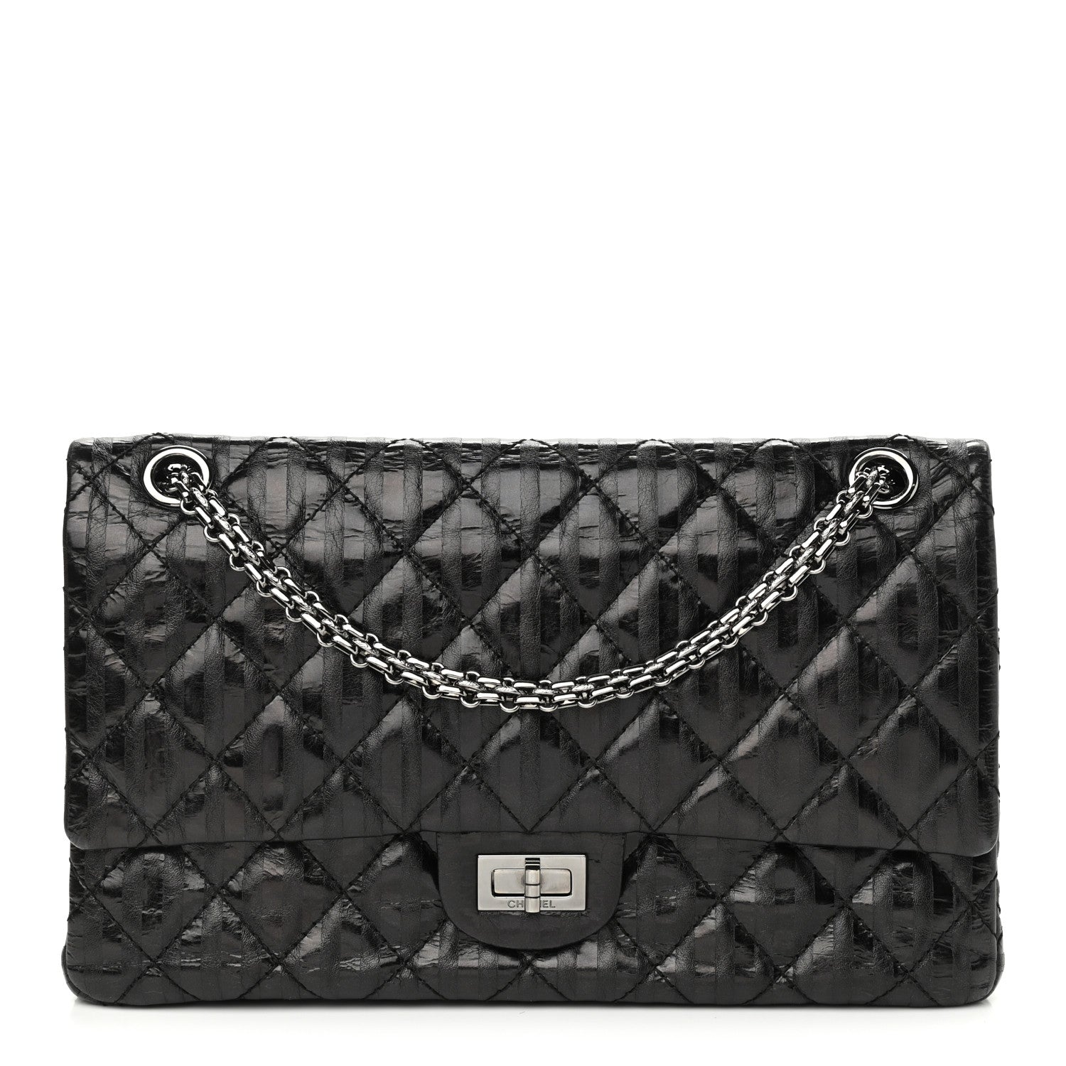 Chanel Metallic Calfskin Striped 2.55 Reissue 226 Flap Black 1 of 10