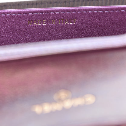 Chanel Iridescent Lambskin Quilted Flap Card Holder On Chain Purple 7 of 11