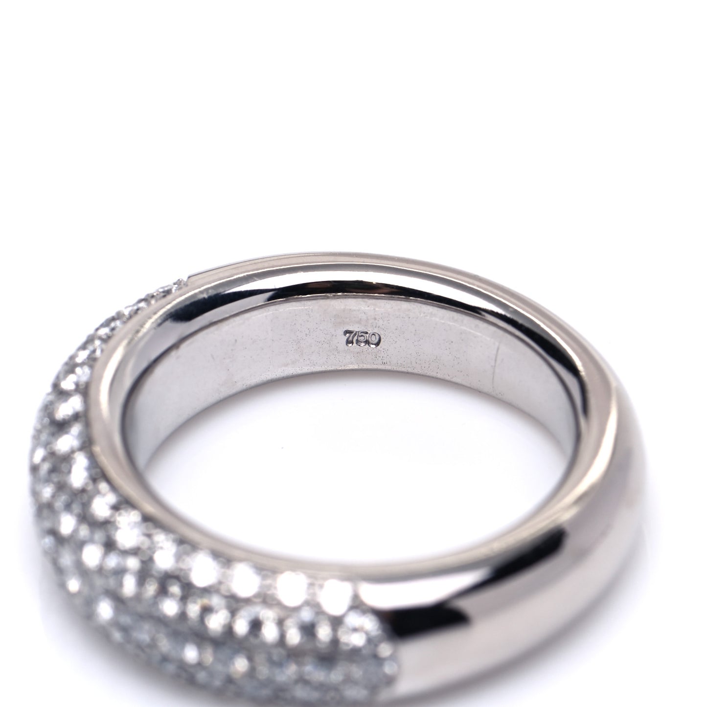 18K White Gold Diamond Pave Dome Ring 54 6.75