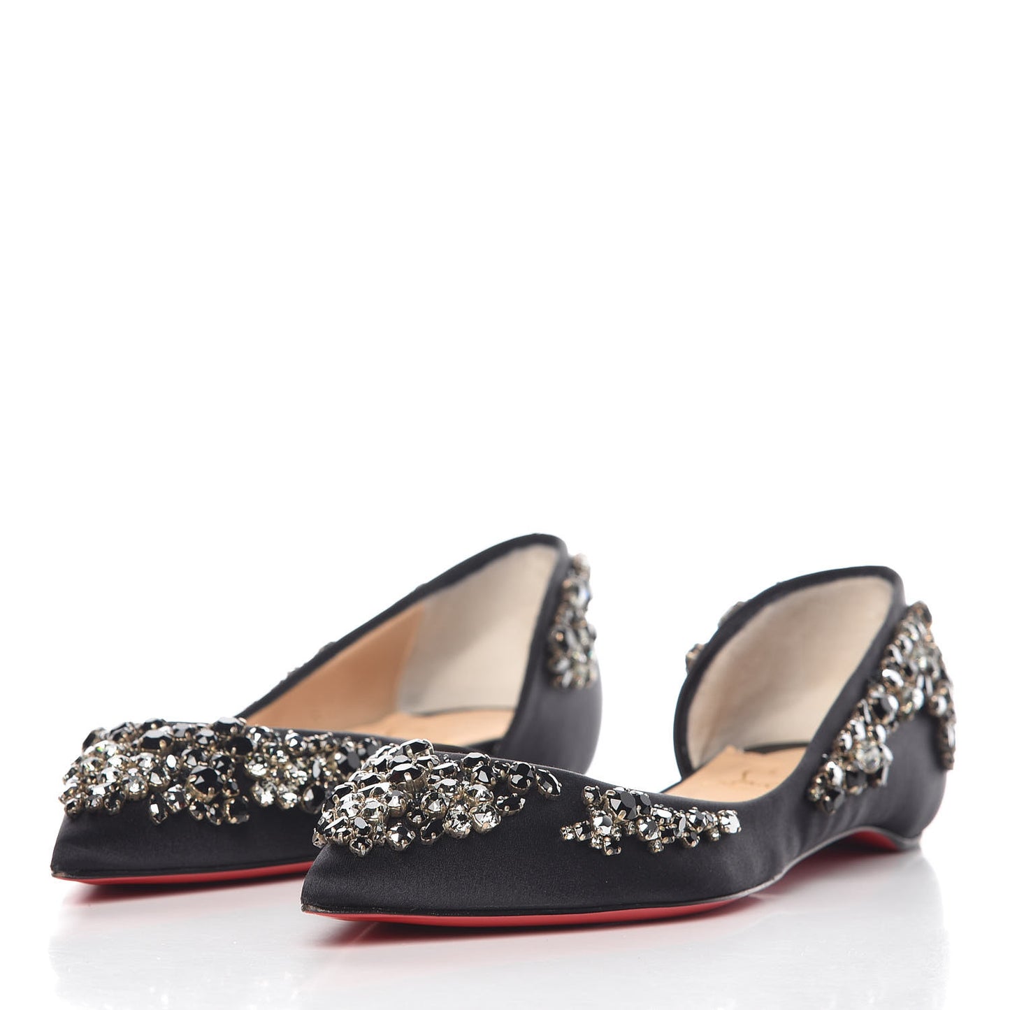Satin Strass Brodiriza Flats 37 Black