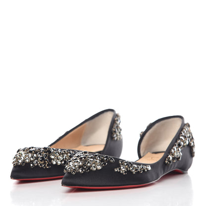 Christian Louboutin Satin Strass Brodiriza Flats 37 Black 3 of 8