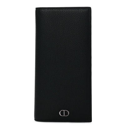 Christian Dior Grained Calfskin CD Vertical Long Wallet Black 1 of 8