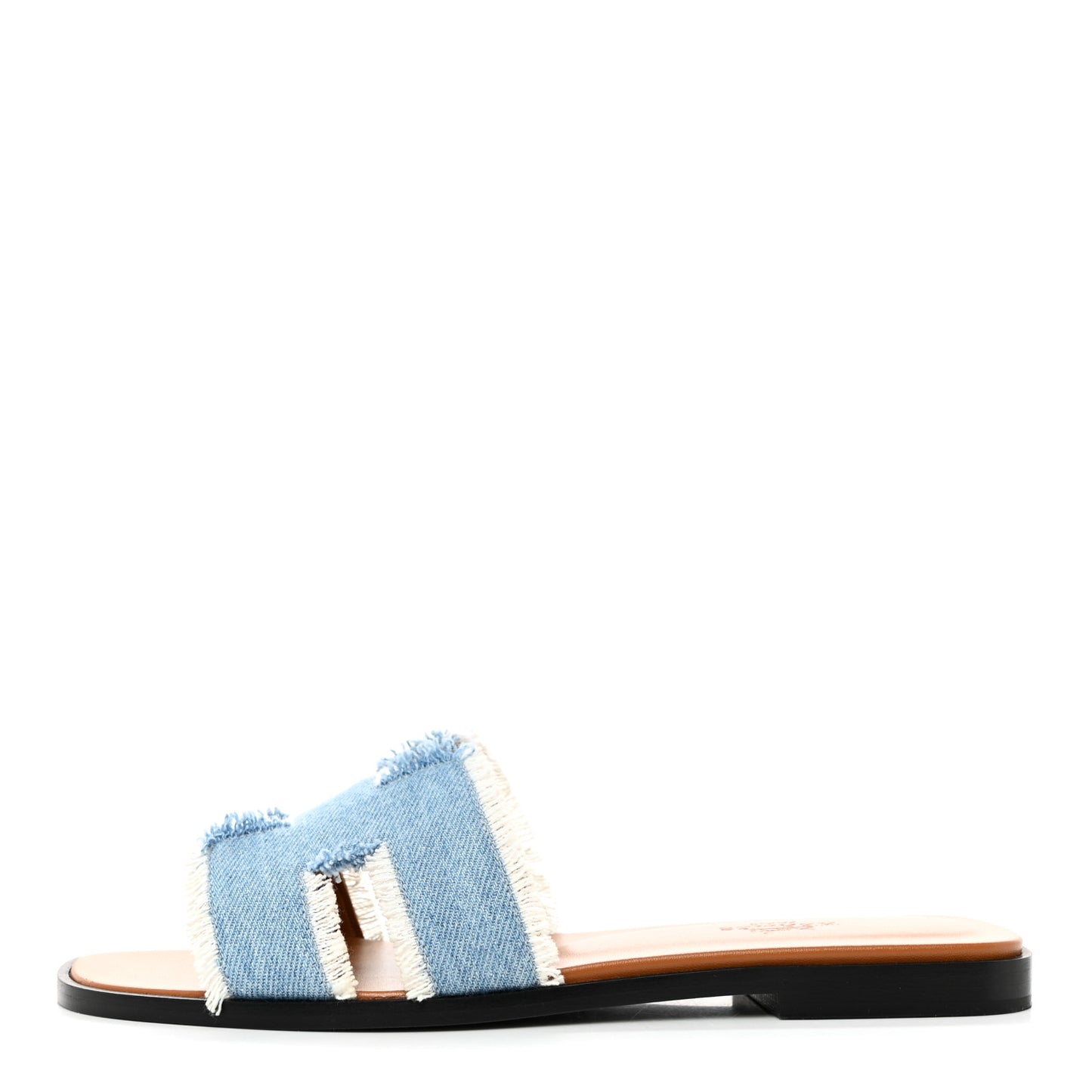 Denim Oran Fringe Sandals 37 Bleu Clair