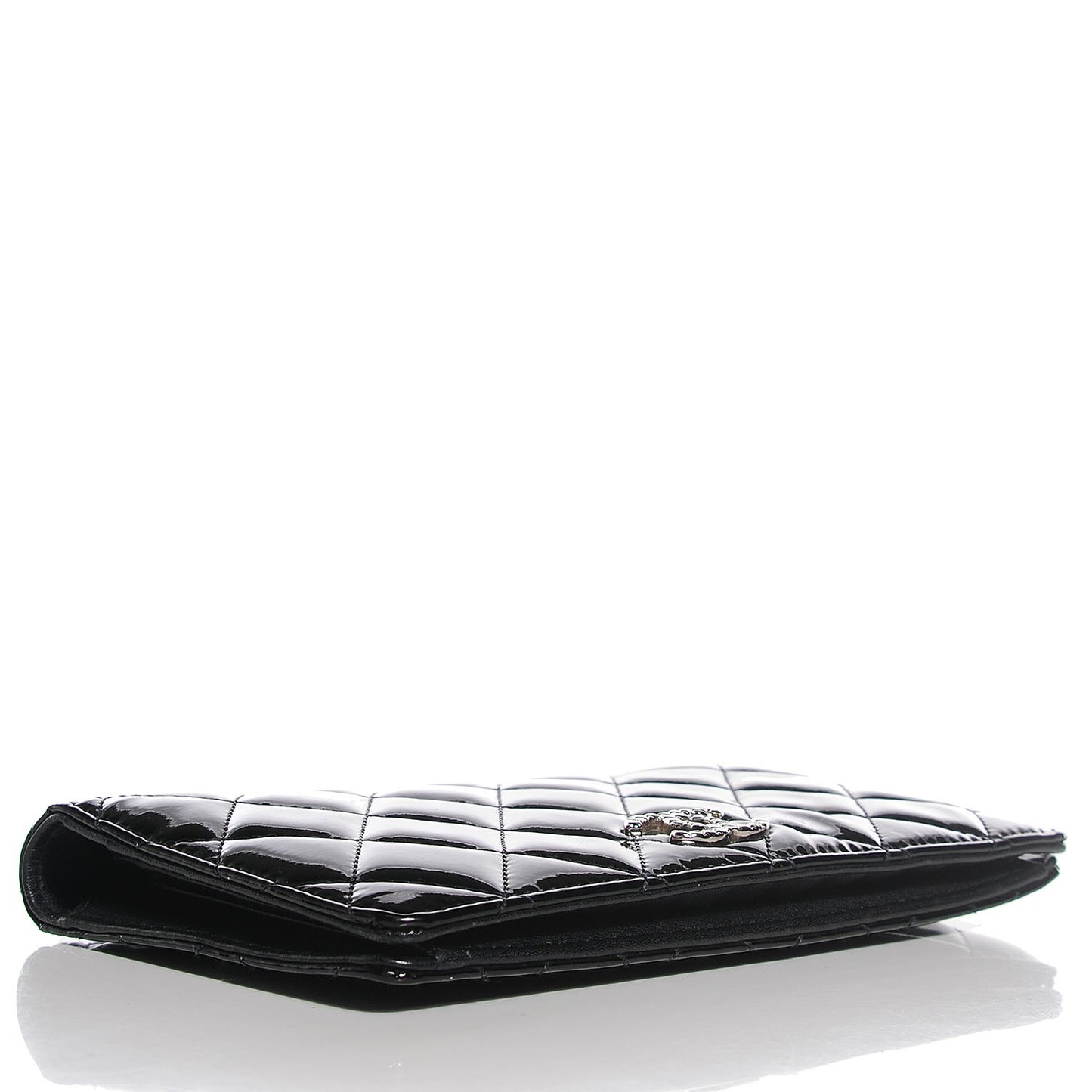 Patent Quilted Brilliant Yen Wallet Black