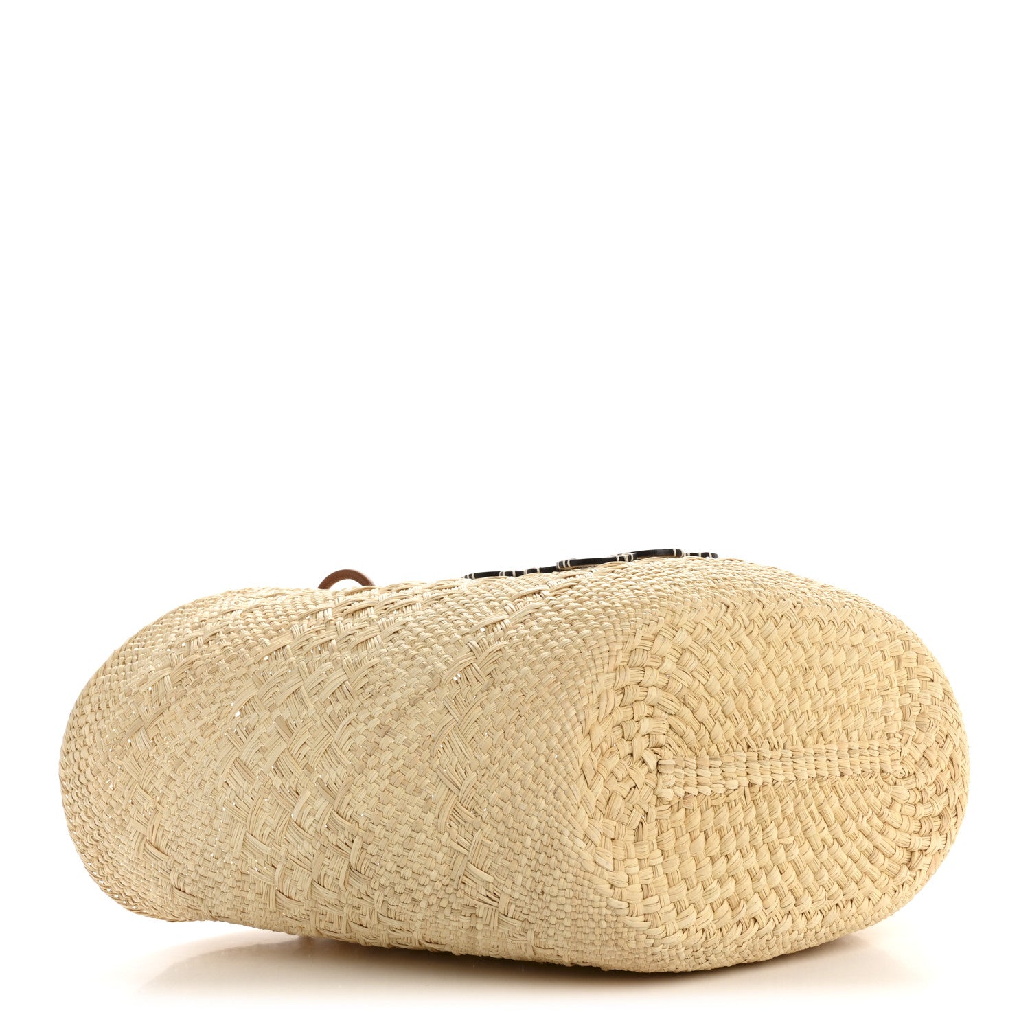 Loewe Calfskin Raffia Paulas Ibiza Medium Anagram Basket Tote Bag Natural Tan 4 of 11