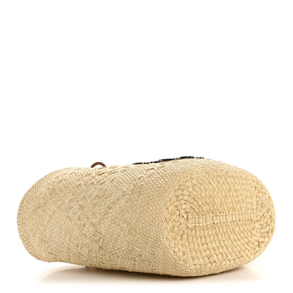 Loewe Calfskin Raffia Paulas Ibiza Medium Anagram Basket Tote Bag Natural Tan 4 of 11